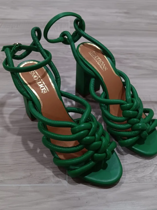 Sézane Editions Women's Deborah Leather Sandals Vibrant Green 7 - Picture 6 of 14